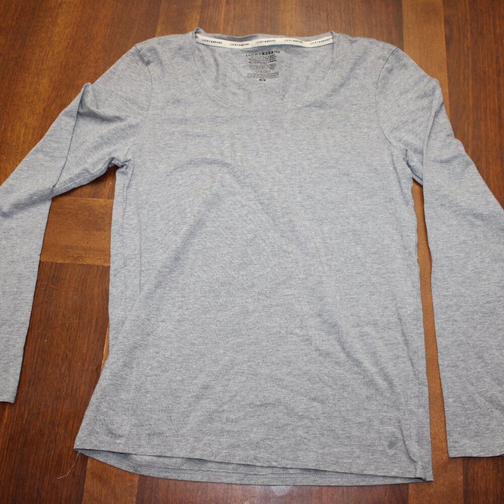 Lucky Brand Gray Crew Neck Long Sleeve Shirt Size Medium NWOT